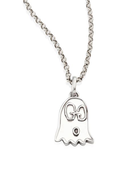 silver gucci ghost necklace|Gucci ghost necklace in silver.